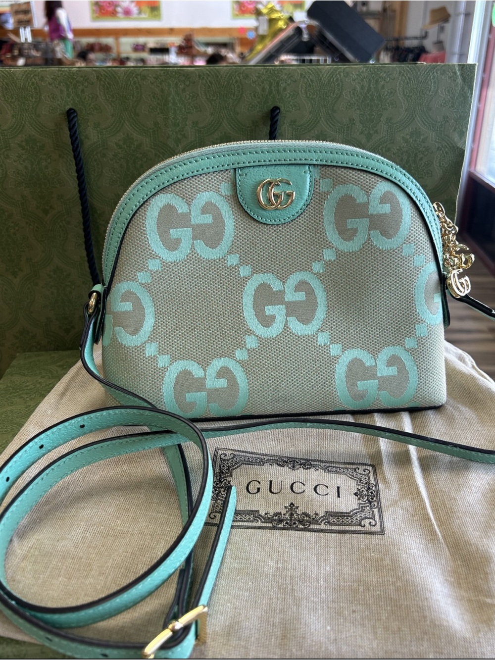 Gucci Mint Green GG Canvas Small Dome Crossbody - Picture 2 of 10